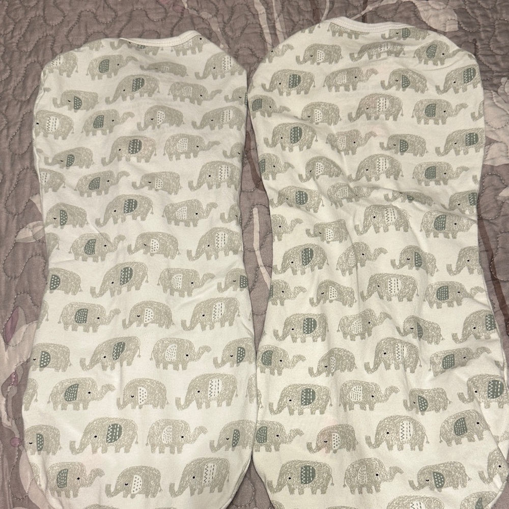 SwaddleMe Elephant Print Sleep Sack bundle- Cream and Gray - Picture 4 of 4